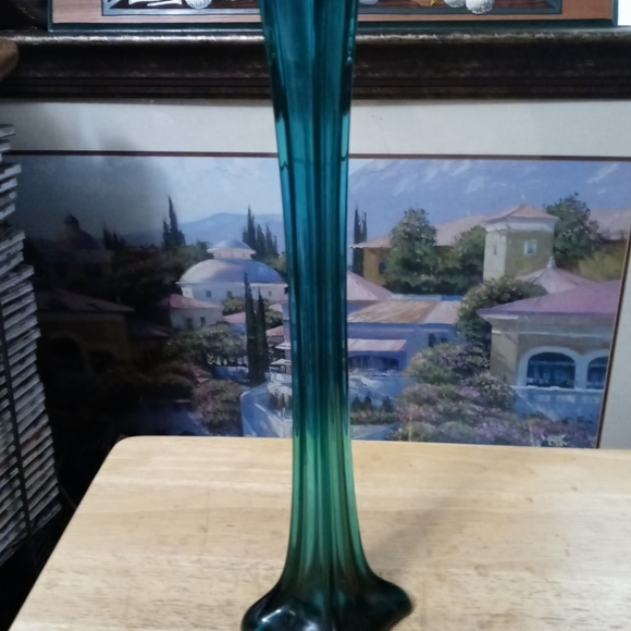 🇺🇸Vintage 16" Hand blown Green Glass Vase B&B Glass Rare Made In U.S.A. - Picture 4 of 12